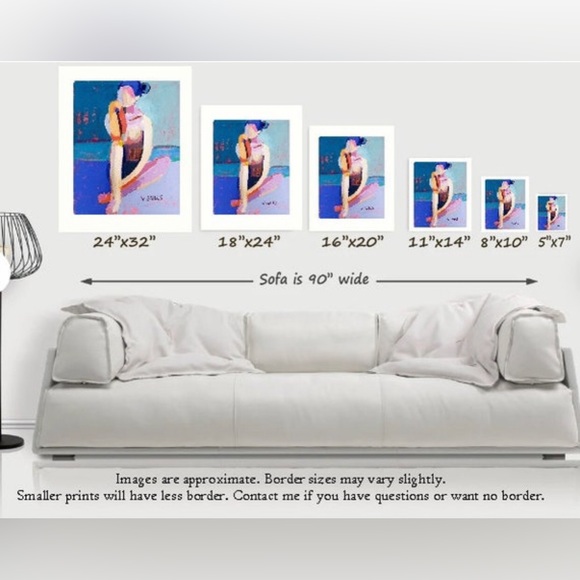 COLORFUL THINKER 8x10 Art Print Abstract Impression Figure Study Portrait Signed - Picture 3 of 3